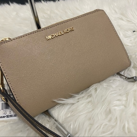 New Michael Kors jet set travel large double zipper wristlet wallet - Picture 6 of 8